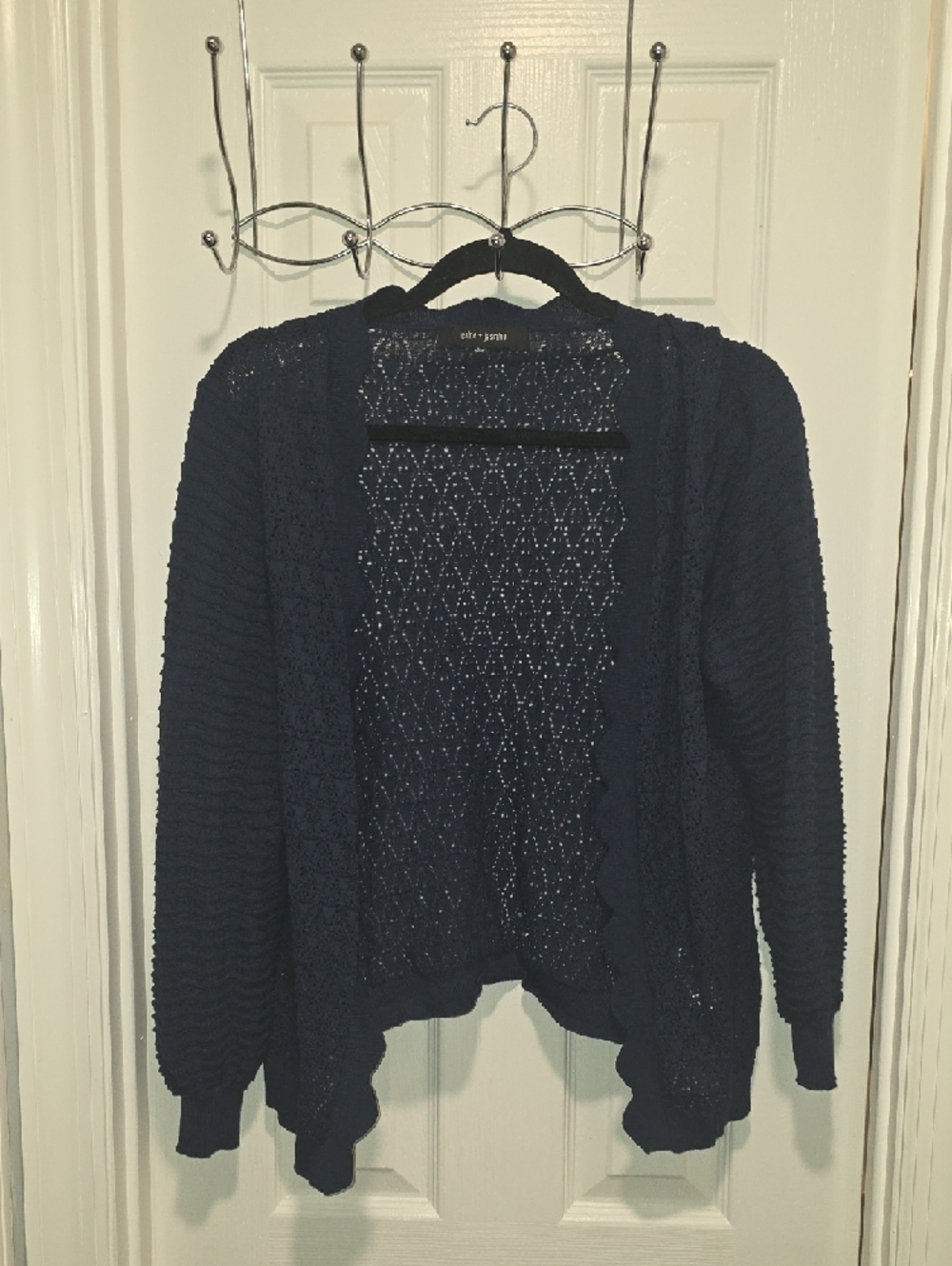 Navy Open-Front Cardigan - Picture 12 of 13